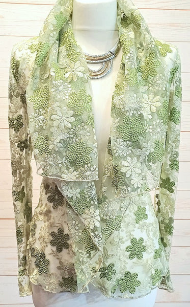 Minuet Shimmering Sparkle Embroidered Lace Floral Jacket