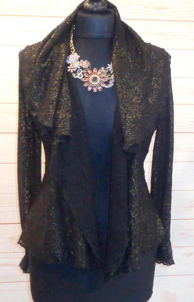 Minuet Black and Gold Textured Lace Jacket