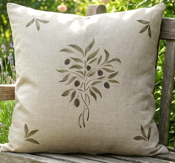 Olive Bouquet Square Cushion