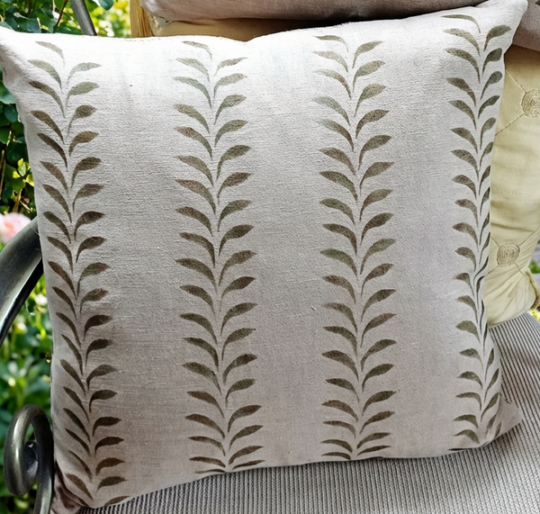 Olive Leaf Border Print Square Cushion