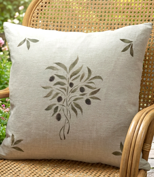 Olive Bouquet Square Cushion