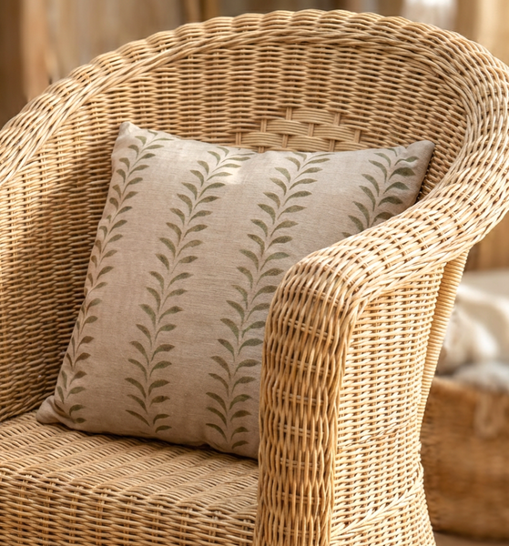 Olive Leaf Border Print Square Cushion