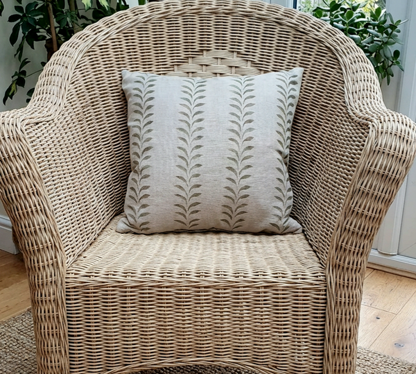 Olive Leaf Border Print Square Cushion
