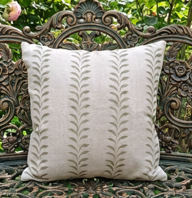 Olive Leaf Border Print Square Cushion
