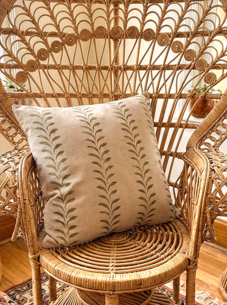 Olive Leaf Border Print Square Cushion