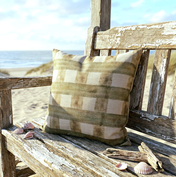 The Seaboard Check Print Square Cushion