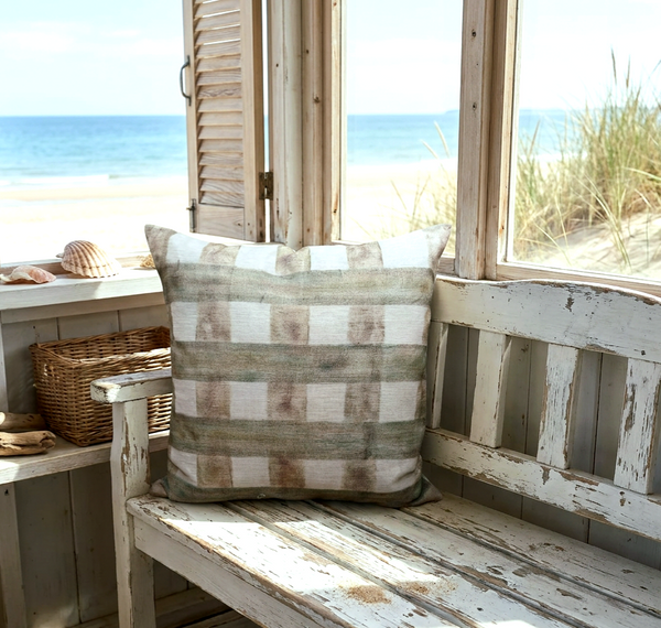 The Seaboard Check Print Square Cushion