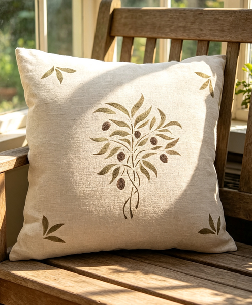 Olive Bouquet Square Cushion