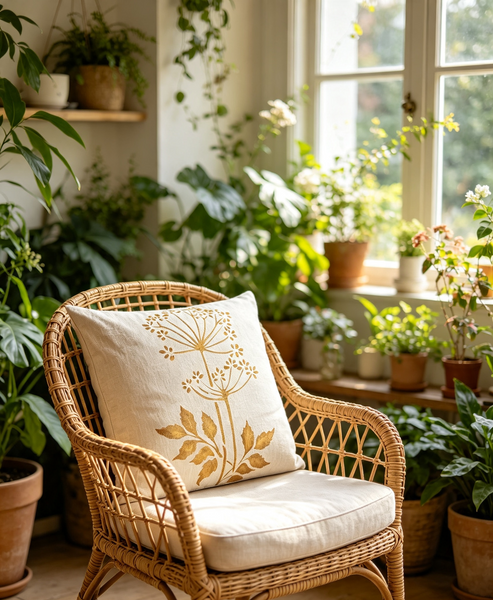 Tall Winter Chervil Square Cushion