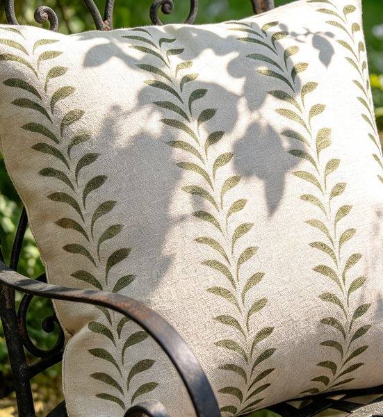 Olive Leaf Border Print Square Cushion