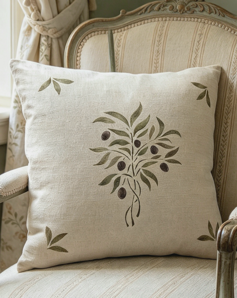 Olive Bouquet Square Cushion