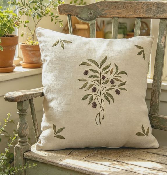 Olive Bouquet Square Cushion
