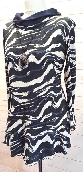 Celine Stretch Print Jersey Panel Hem Top