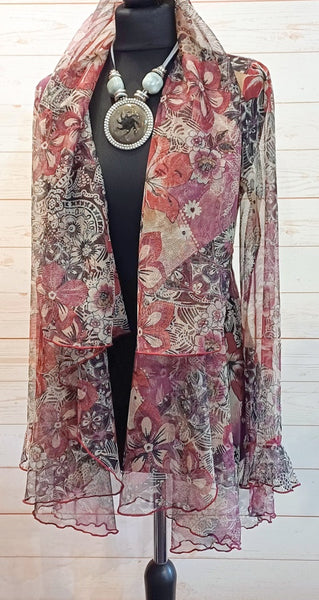 Juliette Print Stretch Mesh Wrap Jacket