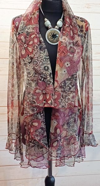 Juliette Print Stretch Mesh Wrap Jacket