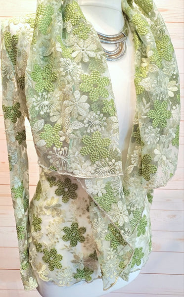 Minuet Shimmering Sparkle Embroidered Lace Floral Jacket