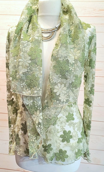 Minuet Shimmering Sparkle Embroidered Lace Floral Jacket