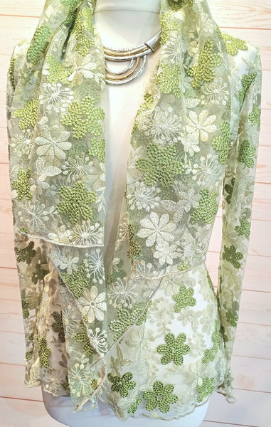 Minuet Shimmering Sparkle Embroidered Lace Floral Jacket