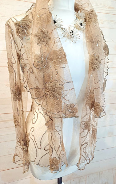 Minuet Embroidered Sequin Stretch Tulle Jacket