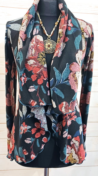 Minuet Floral Print Stretch Knit Wrap Jacket SOLD OUT