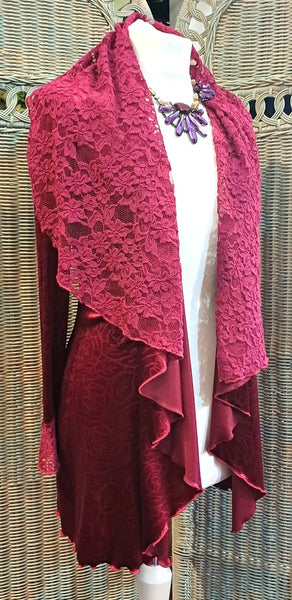 Octavia Velvet And Textured Lace Wrap Jacket