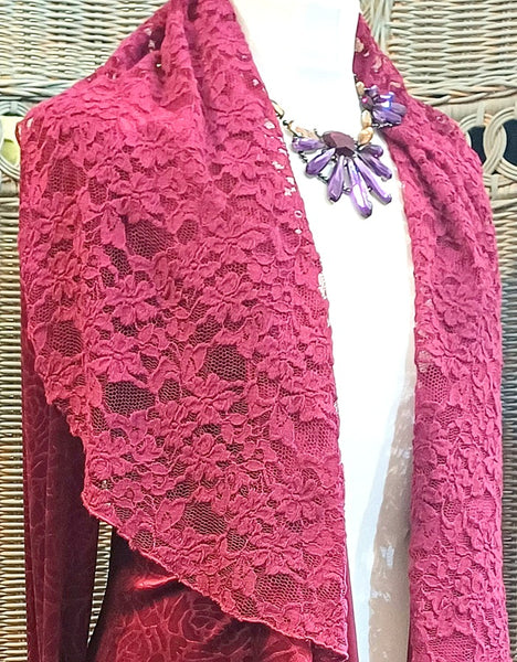 Octavia Velvet And Textured Lace Wrap Jacket