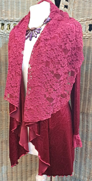 Octavia Velvet And Textured Lace Wrap Jacket