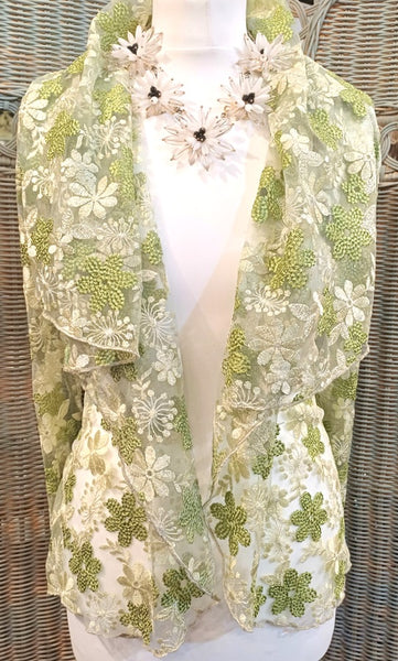 Minuet Shimmering Sparkle Embroidered Lace Floral Jacket