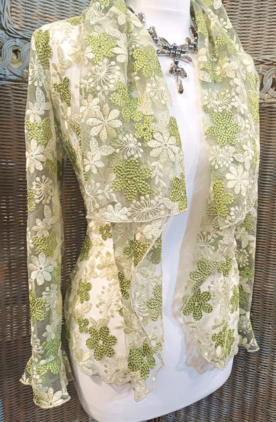 Minuet Shimmering Sparkle Embroidered Lace Floral Jacket