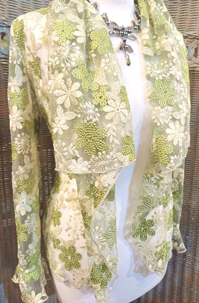 Minuet Shimmering Sparkle Embroidered Lace Floral Jacket