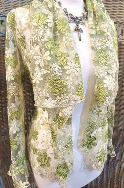 Minuet Shimmering Sparkle Embroidered Lace Floral Jacket
