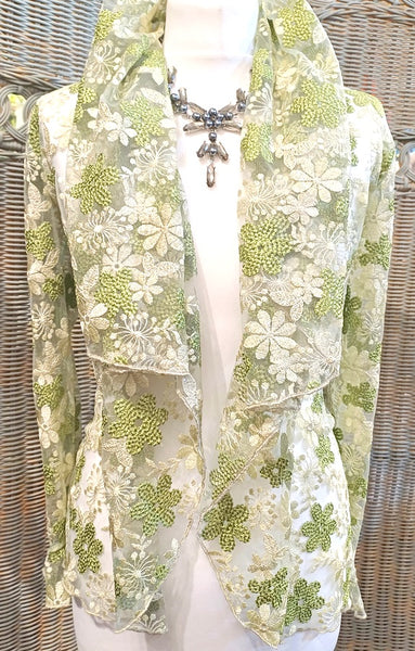 Minuet Shimmering Sparkle Embroidered Lace Floral Jacket