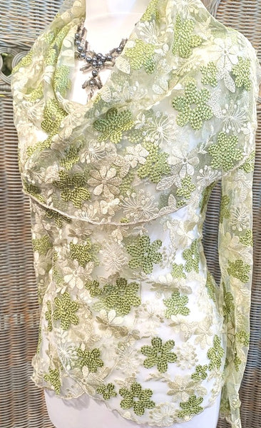 Minuet Shimmering Sparkle Embroidered Lace Floral Jacket