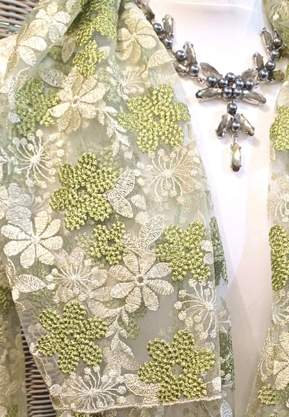 Minuet Shimmering Sparkle Embroidered Lace Floral Jacket