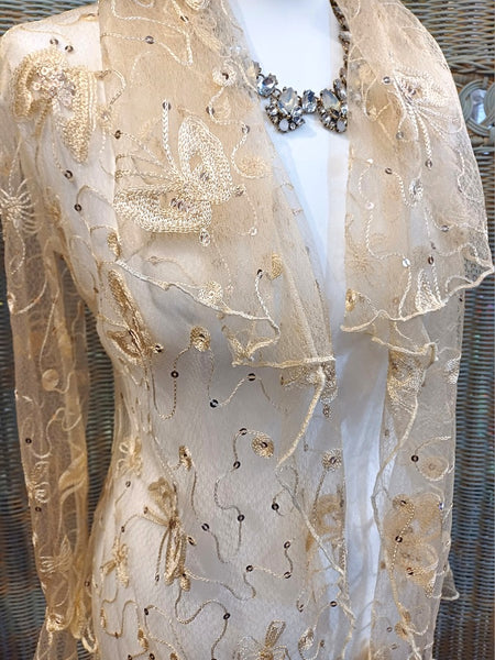 Minuet Butterfly Embroidered Sequinned Stretch Tulle Jacket