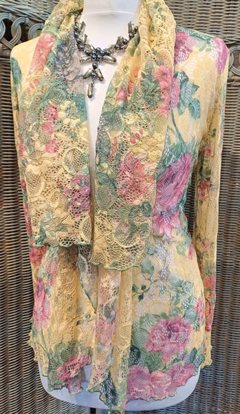 Minuet Floral Print Stretch Lace Jacket