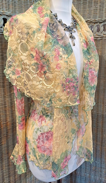 Minuet Floral Print Stretch Lace Jacket