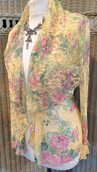 Minuet Floral Print Stretch Lace Jacket