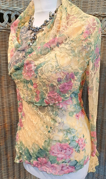Minuet Floral Print Stretch Lace Jacket