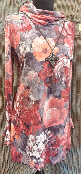 Monet Stretch Textured Print Jersey Tunic Top