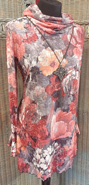 Monet Stretch Textured Print Jersey Tunic Top