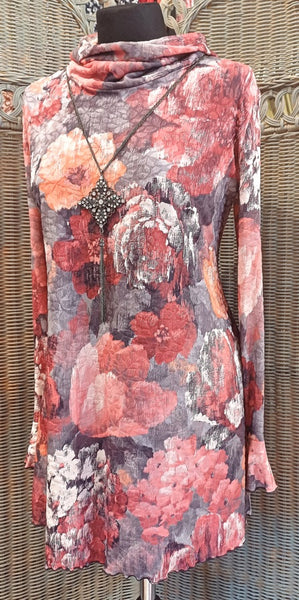 Monet Stretch Textured Print Jersey Tunic Top
