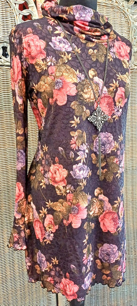 Monet Stretch Textured Print Jersey Tunic Top