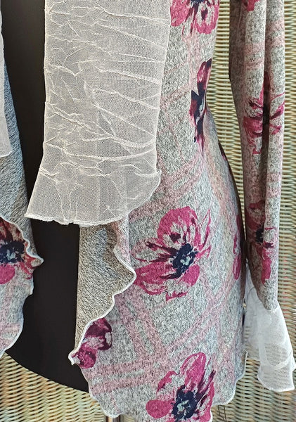 Minuet Floral Print Stretch Knit Wrap Jacket