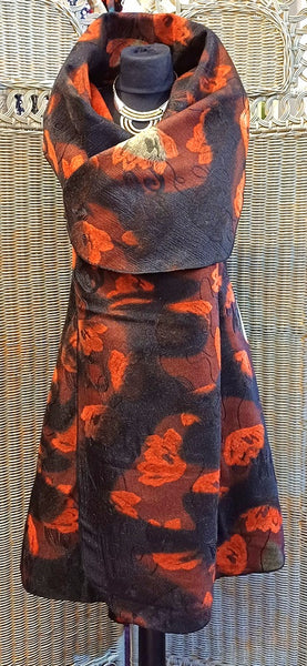 Ashley Long Sleeveless Felted Wool Blend Print Wrap Gilet