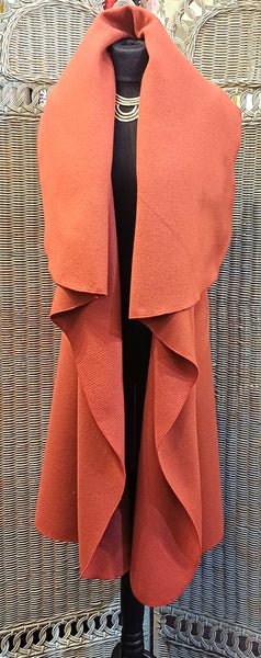 Ashley Long Sleeveless Rustic Wool Blend Wrap Gilet
