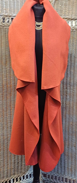 Ashley Long Sleeveless Rustic Wool Blend Wrap Gilet