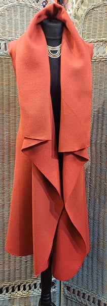 Ashley Long Sleeveless Rustic Wool Blend Wrap Gilet