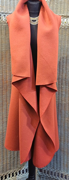 Ashley Long Sleeveless Rustic Wool Blend Wrap Gilet