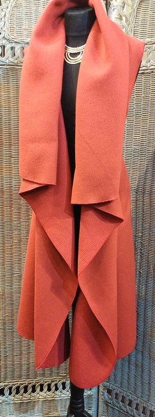 Ashley Long Sleeveless Rustic Wool Blend Wrap Gilet